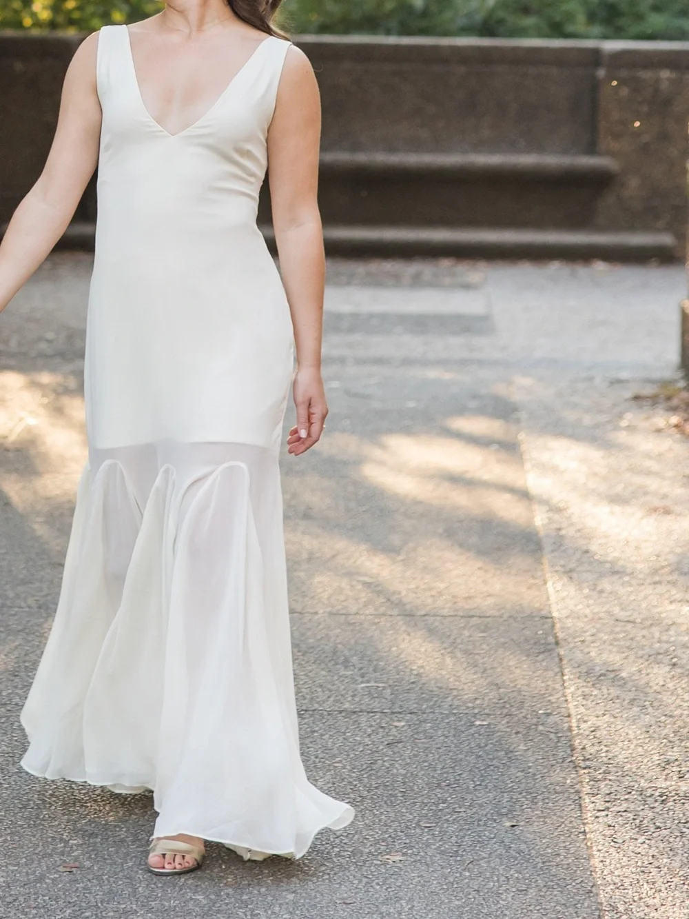 Abercrombie & Fitch Cream V-Neck Maxi Dress